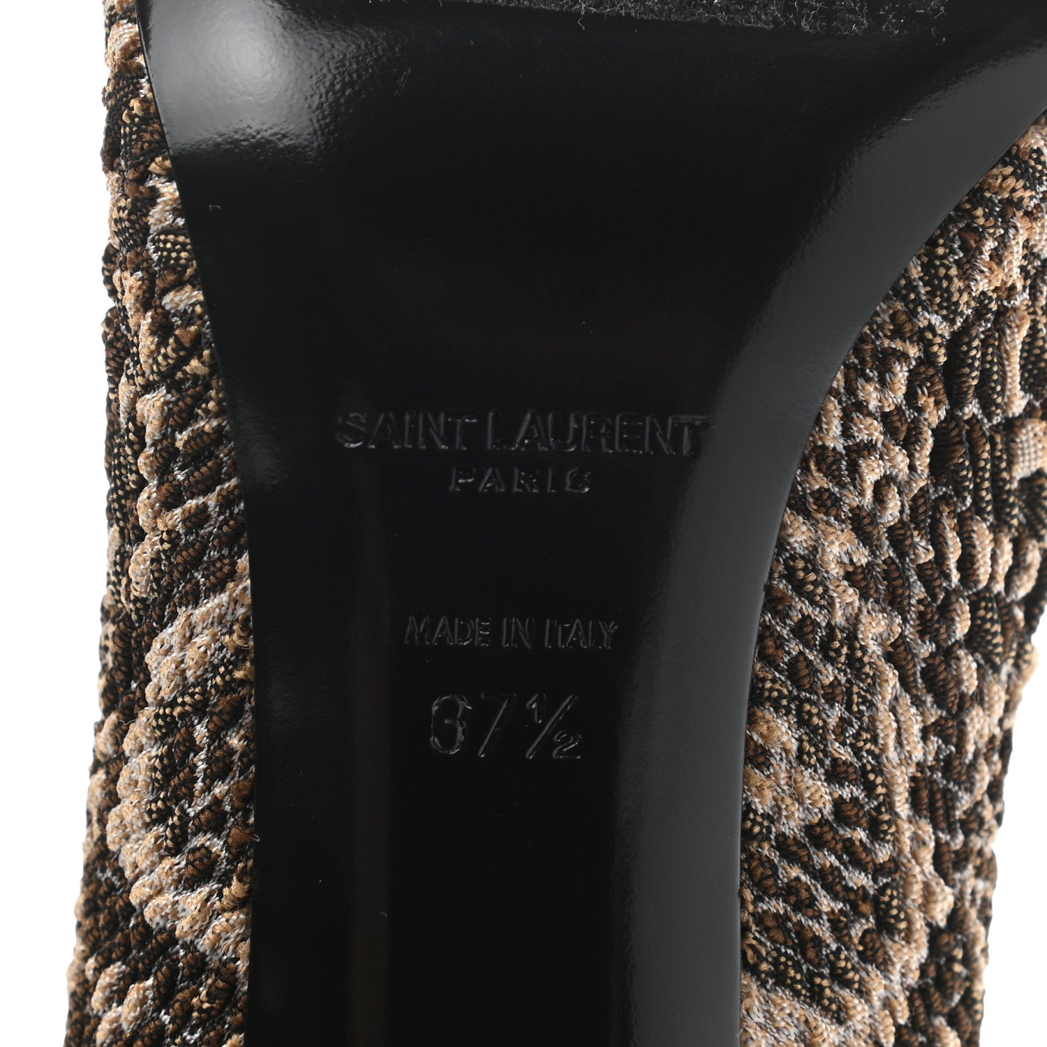 Saint Laurent Stretch Fabric Calf Heel Boots 37.5 Beige Vintage 6 of 7