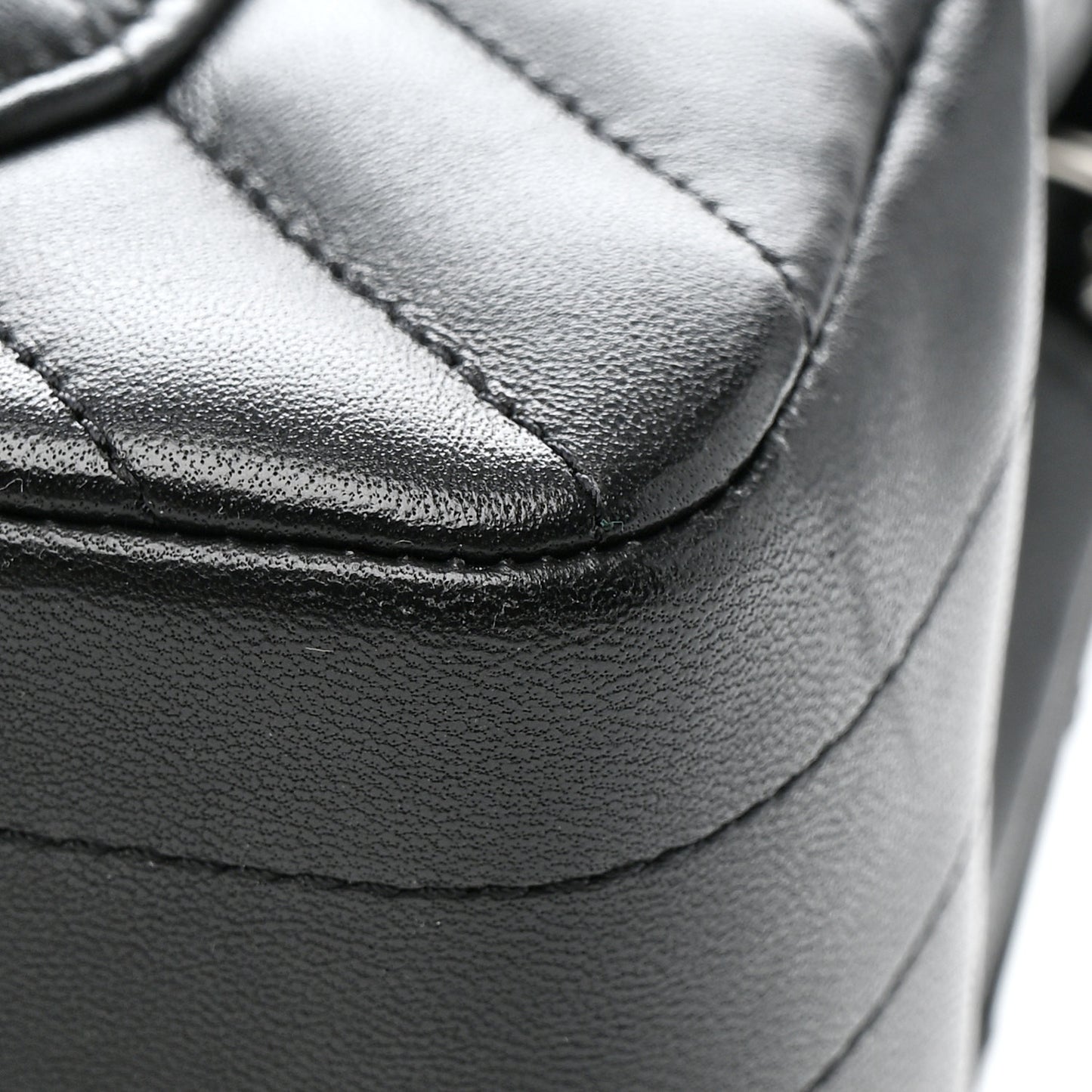 Lambskin Chevron Quilted Mini Rectangular Flap Black