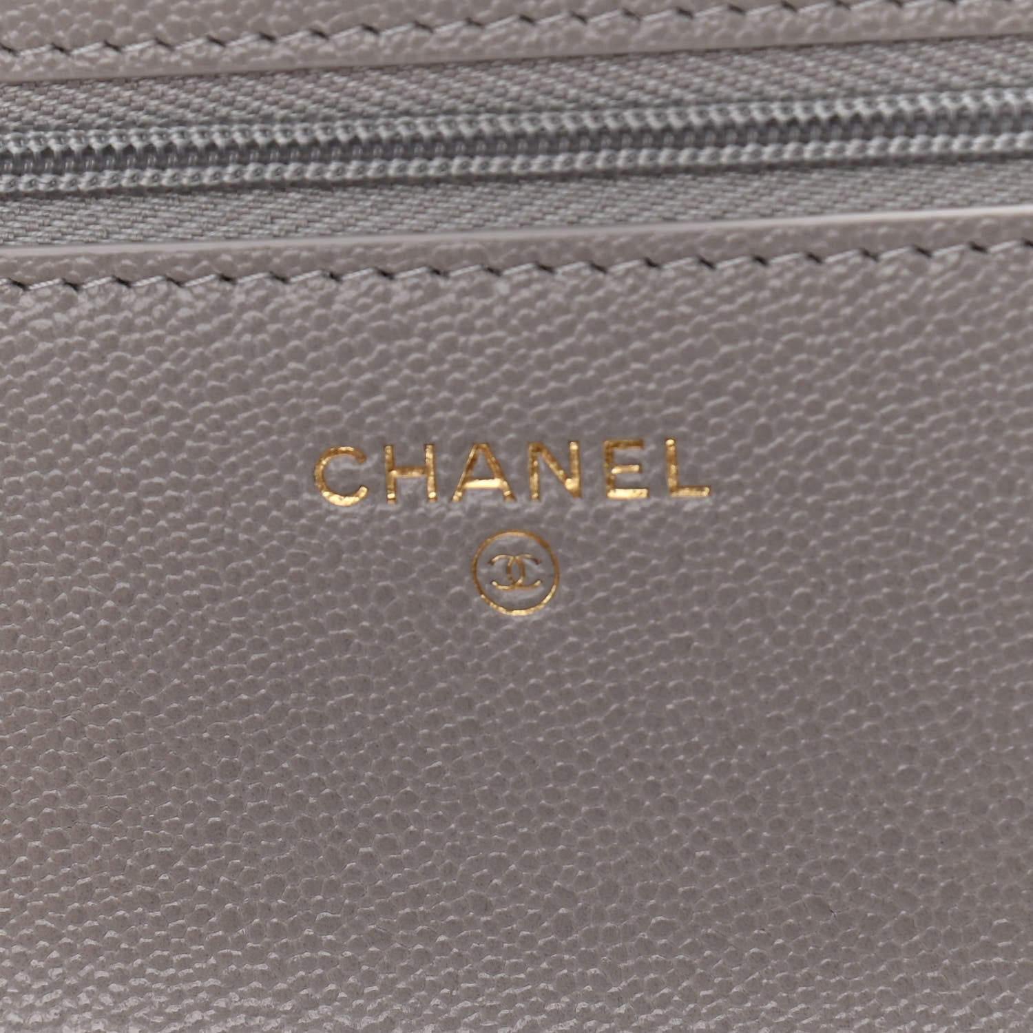 Chanel Caviar Quilted Studded CC Wallet On Chain WOC Grey 5 of 11