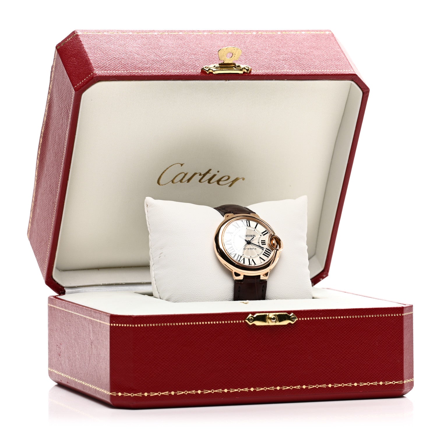 Cartier 18K Pink Gold Alligator 33mm Ballon Bleu De Cartier Automatic Watch 5 of 5