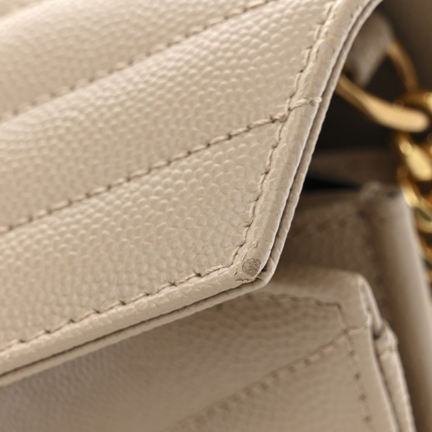 Saint Laurent Grain De Poudre Matelasse Chevron Monogram Chain Wallet Nude Powder 10 of 12