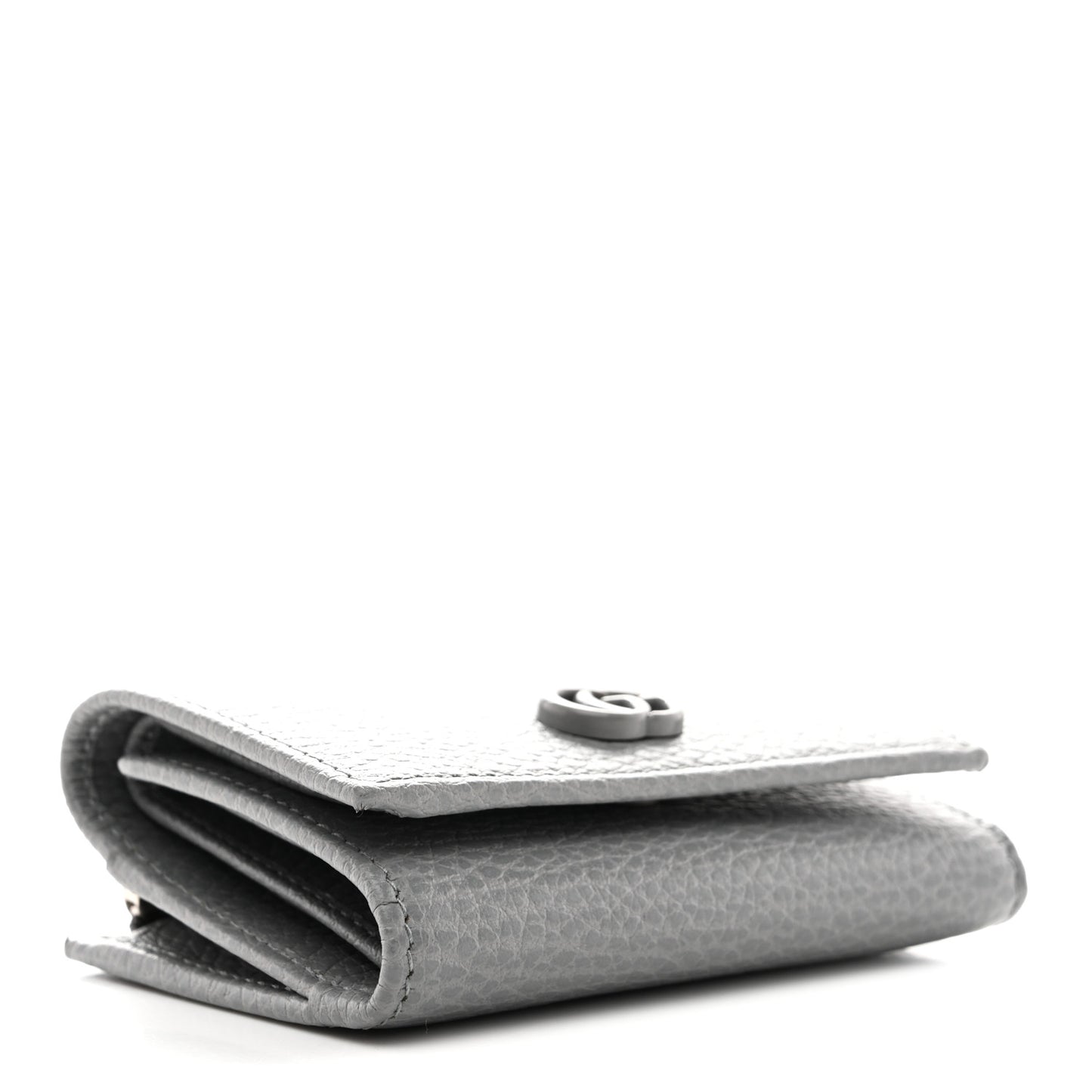 Dollar Calfskin Enamel Monochrome Medium GG Marmont Wallet Deep Grey