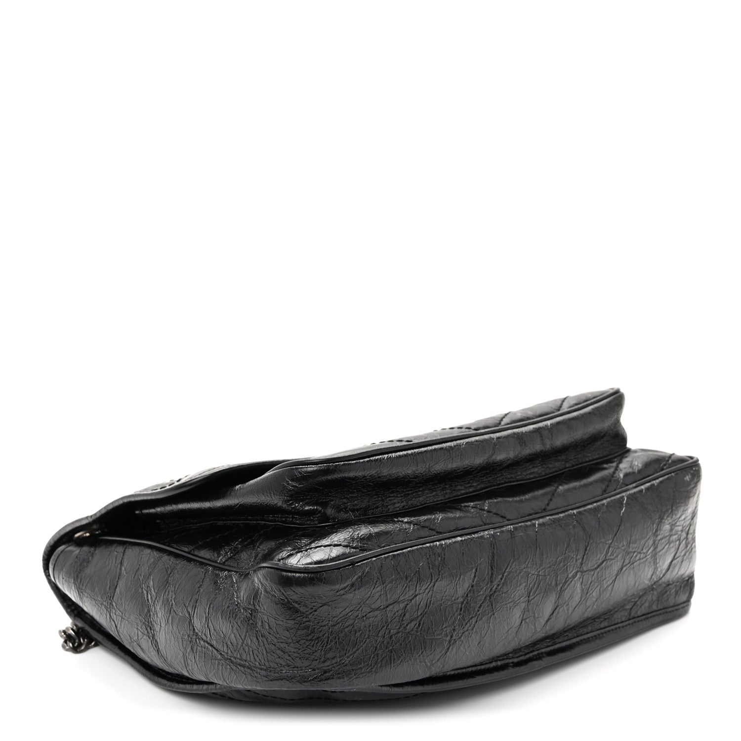 Saint Laurent Crinkled Calfskin Matelasse Monogram Large Niki Chain Satchel Black 4 of 11