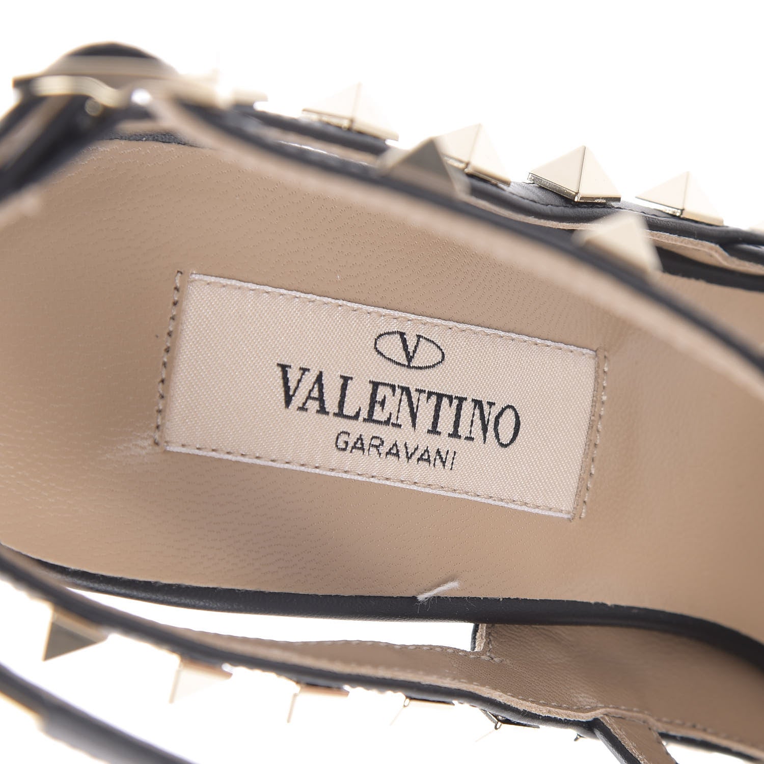 Valentino Garavani Pebbled Calfskin Rockstud Ankle Strap Pumps 37 Black 5 of 7