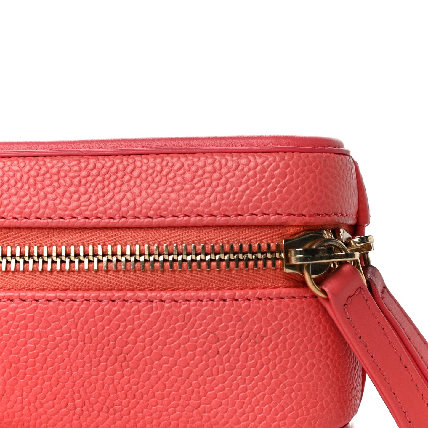 Caviar Quilted Small CC Filigree Vanity Case Coral