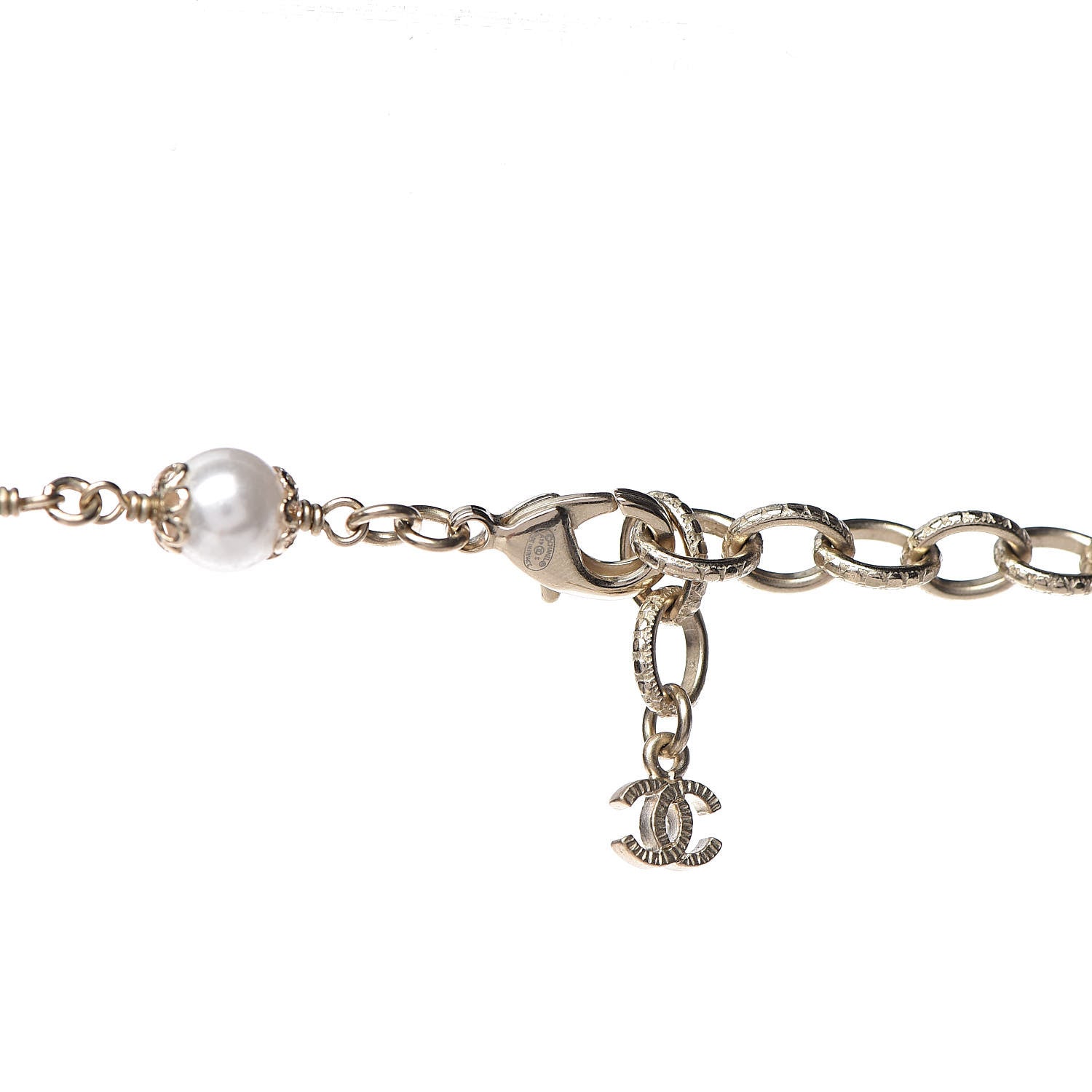 Chanel Pearl Crystal CC Long Strand Necklace Gold Multicolor 4 of 5