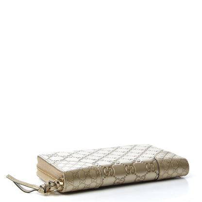Gucci Metallic Guccissima Microguccissima Bree Zip Around Wallet Golden Beige 4 of 6