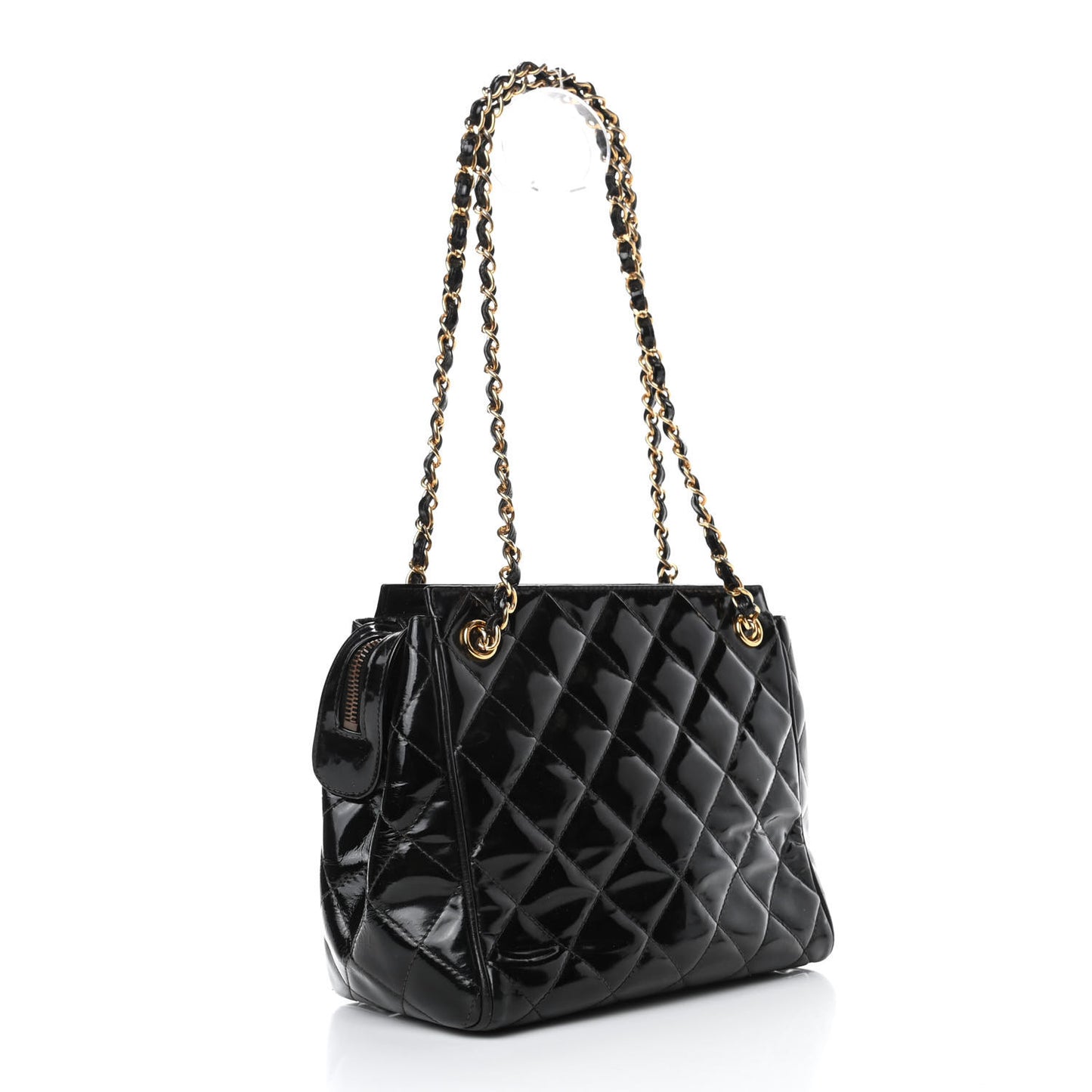 Patent Quilted CC Shoulder Bag Black