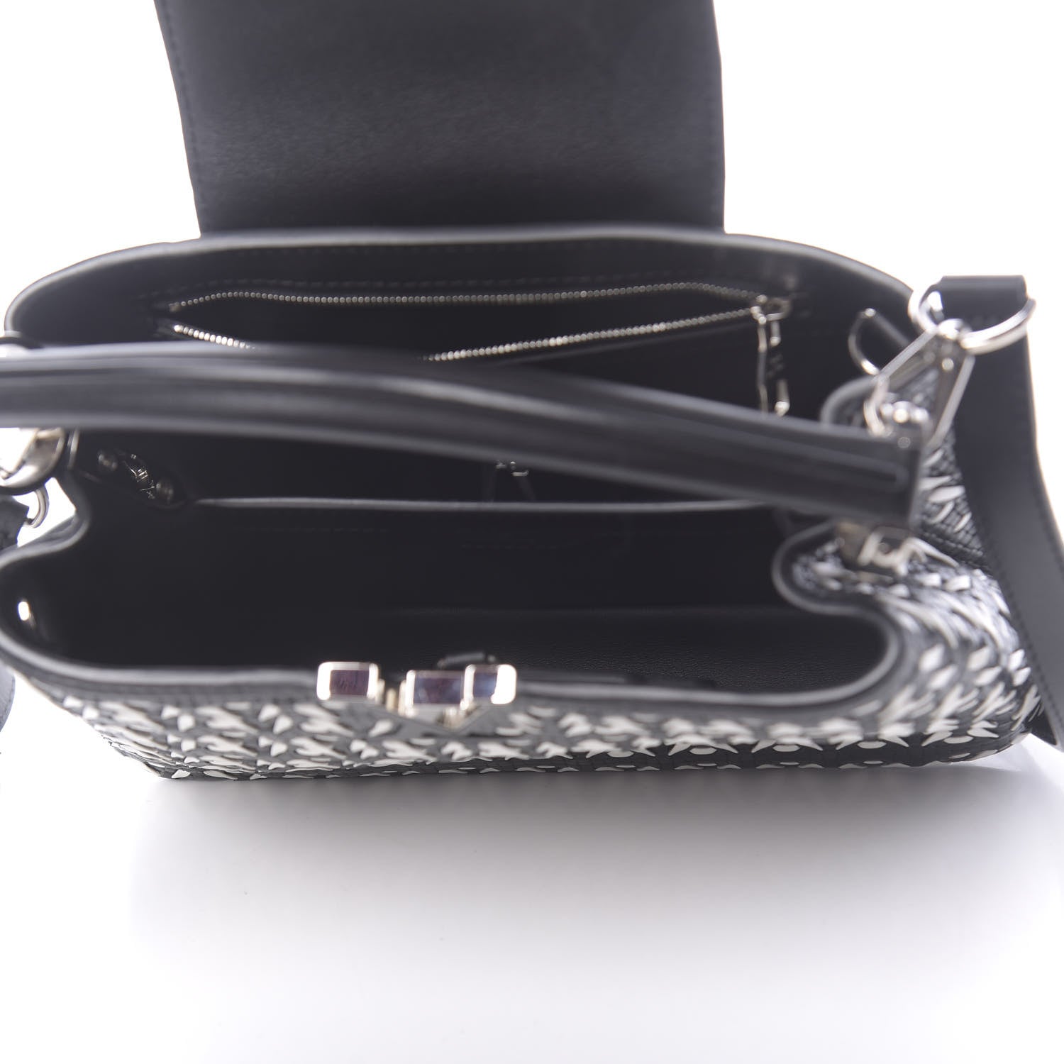 Louis Vuitton Calfskin Plaited Capucines BB Black 5 of 9