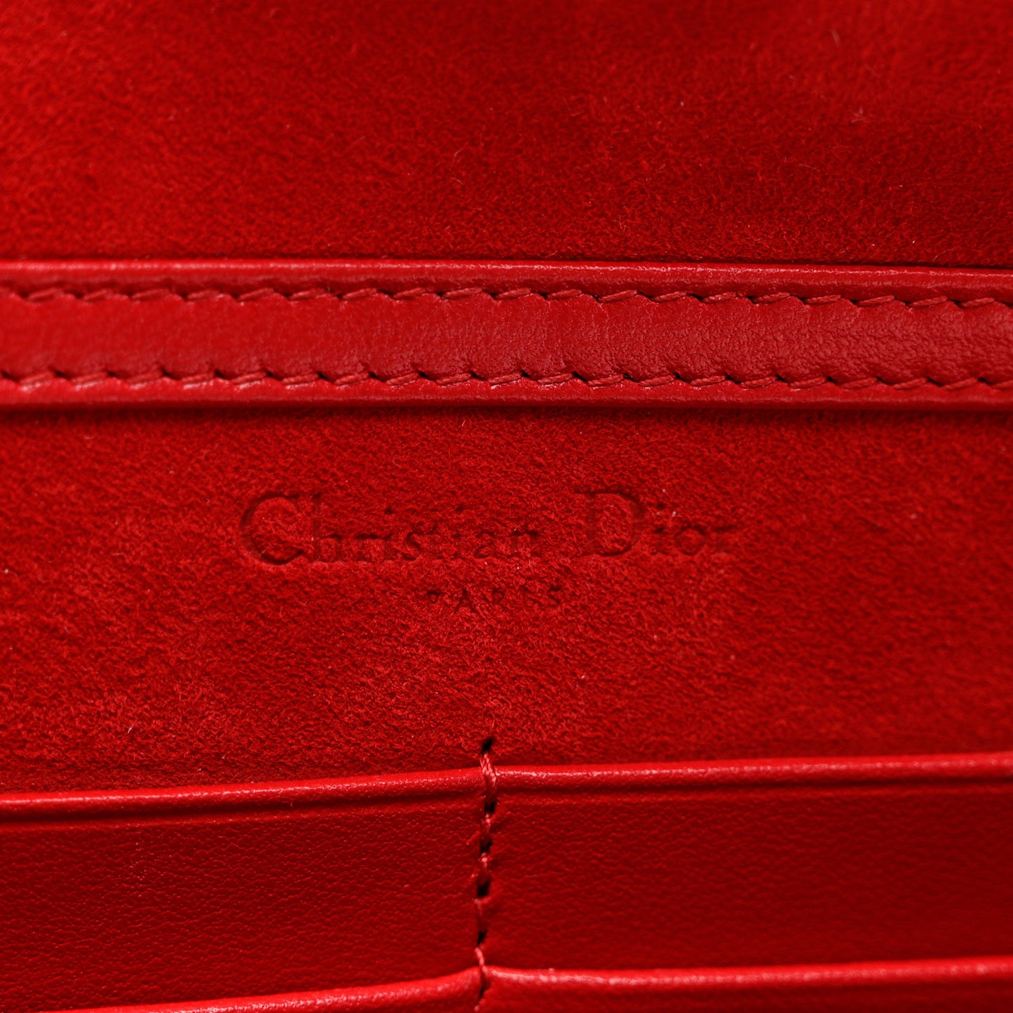 Grained Calfskin Diorama Wallet on Chain Pouch Rouge Vif