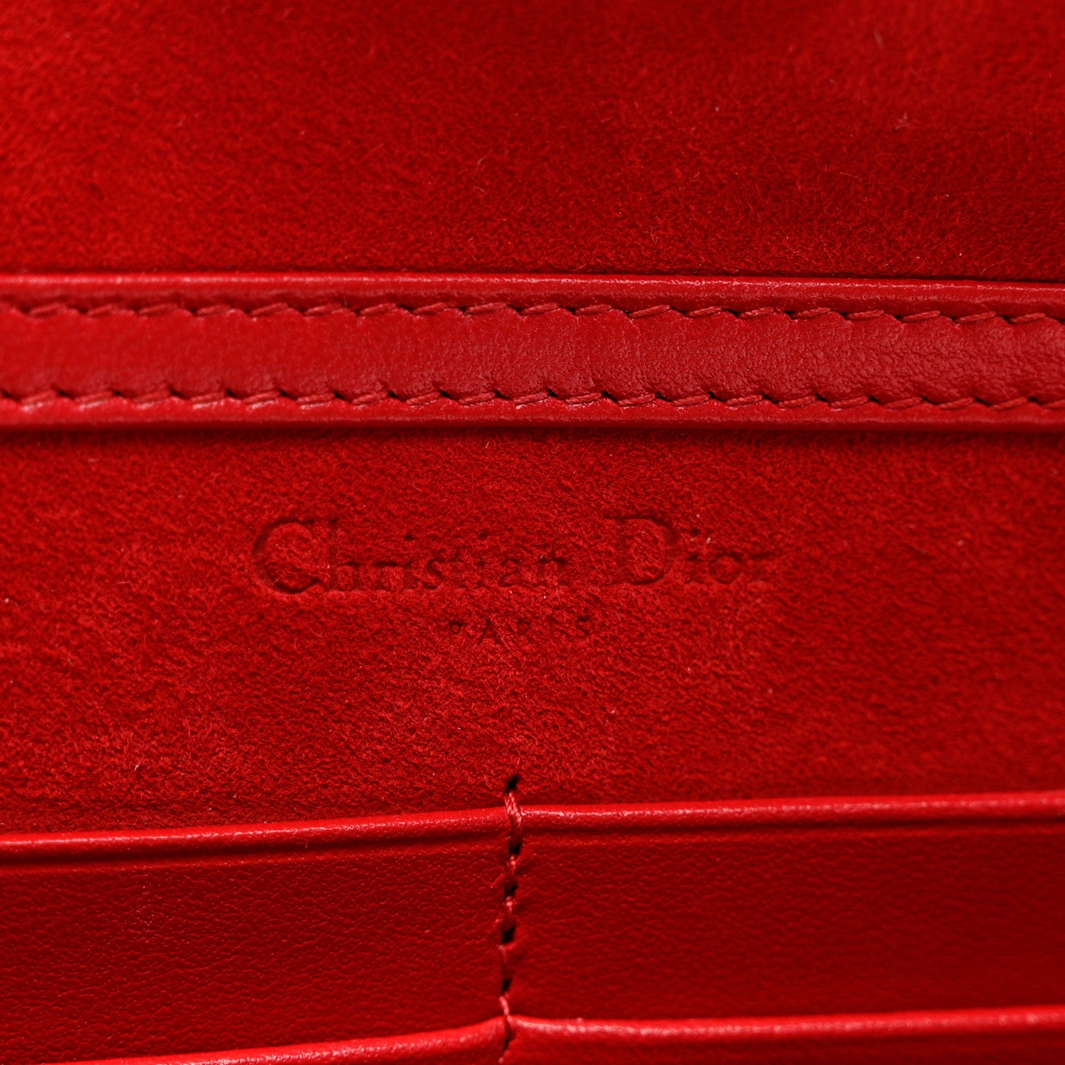 Christian Dior Grained Calfskin Diorama Wallet on Chain Pouch Rouge Vif 5 of 5