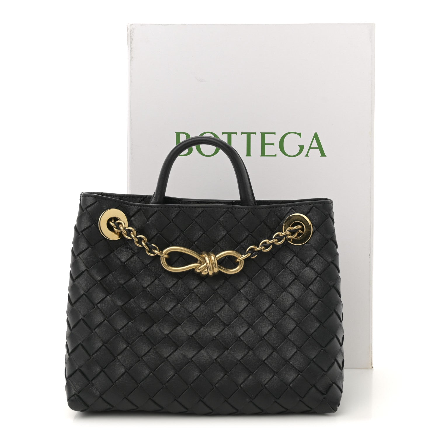 Bottega Veneta Nappa Intrecciato Small Andiamo With Chain Shoulder Bag Black 10 of 10