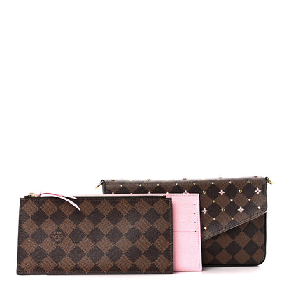Louis Vuitton Damier Ebene Studded Pochette Felicie Chain Wallet 3 of 14