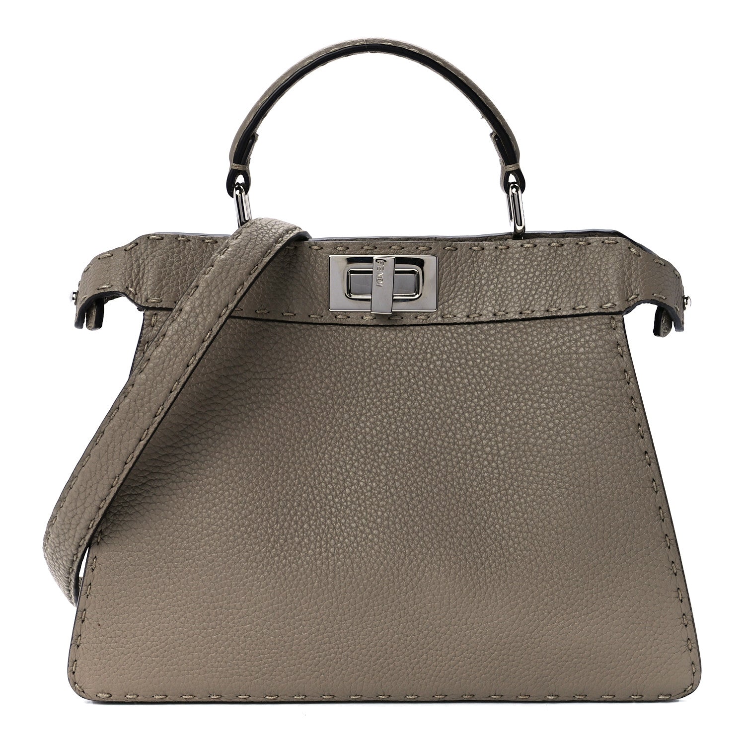 Fendi Cuoio Romano Selleria Chamois Small Peekaboo I SEE U Satchel Corda Camelia Cipria 1 of 11