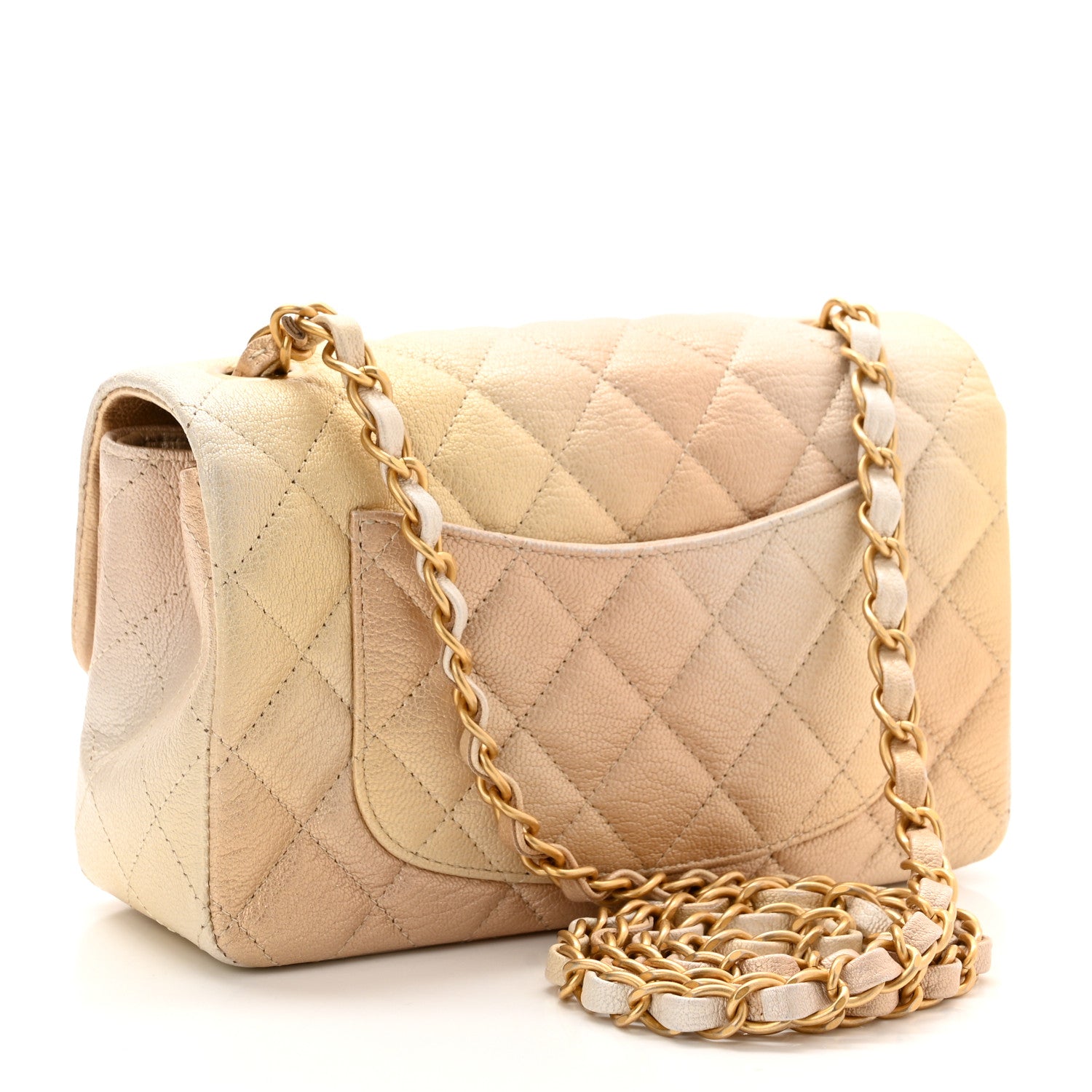 Chanel Metallic Goatskin Quilted Mini Rectangular Flap Gold 3 of 11