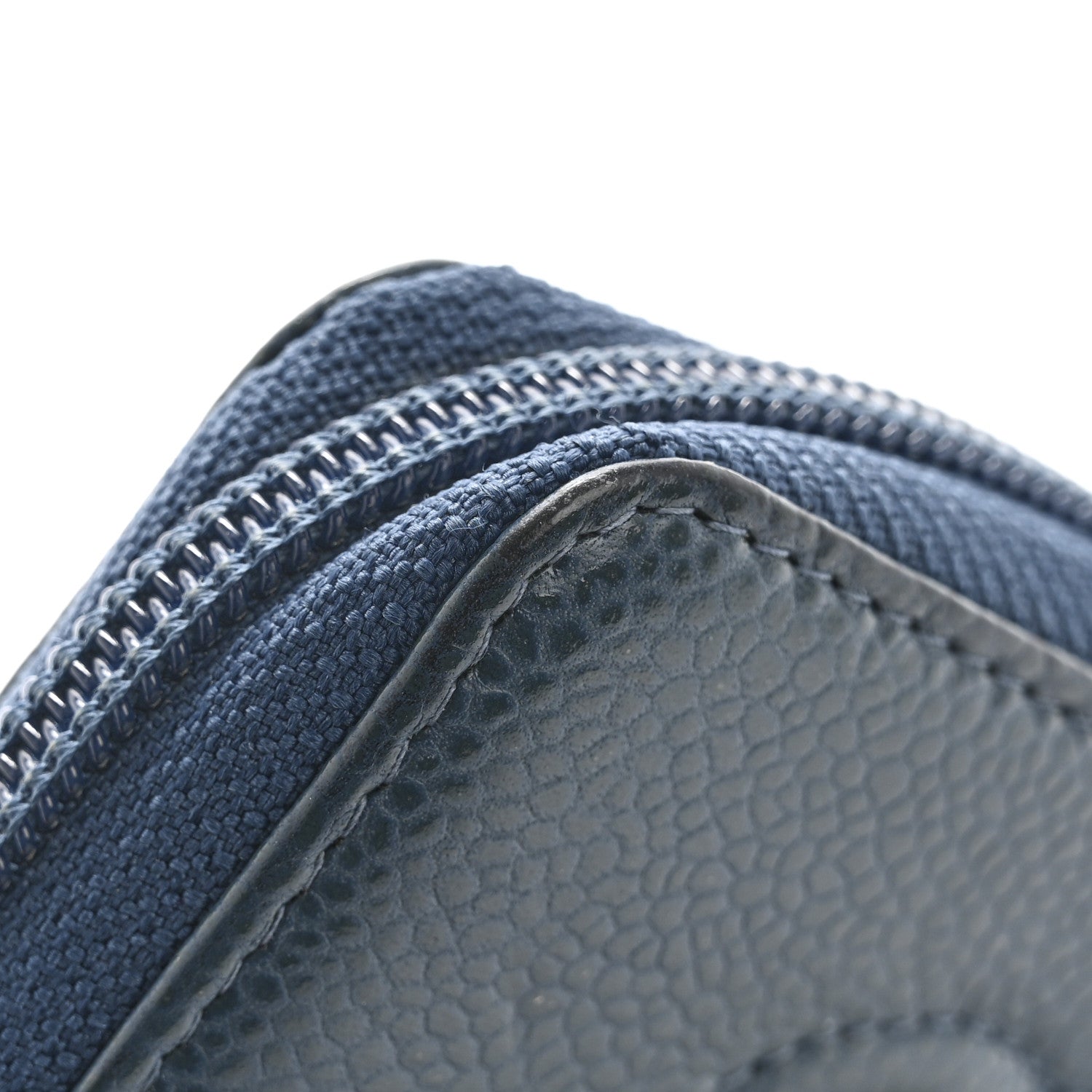 Chanel Caviar Timeless CC Zip Around Coin Purse Blue 10 of 11