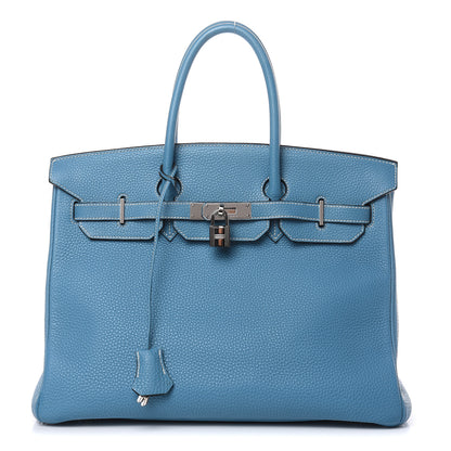Hermes Taurillon Clemence Birkin 35 Blue Jean 1 of 29