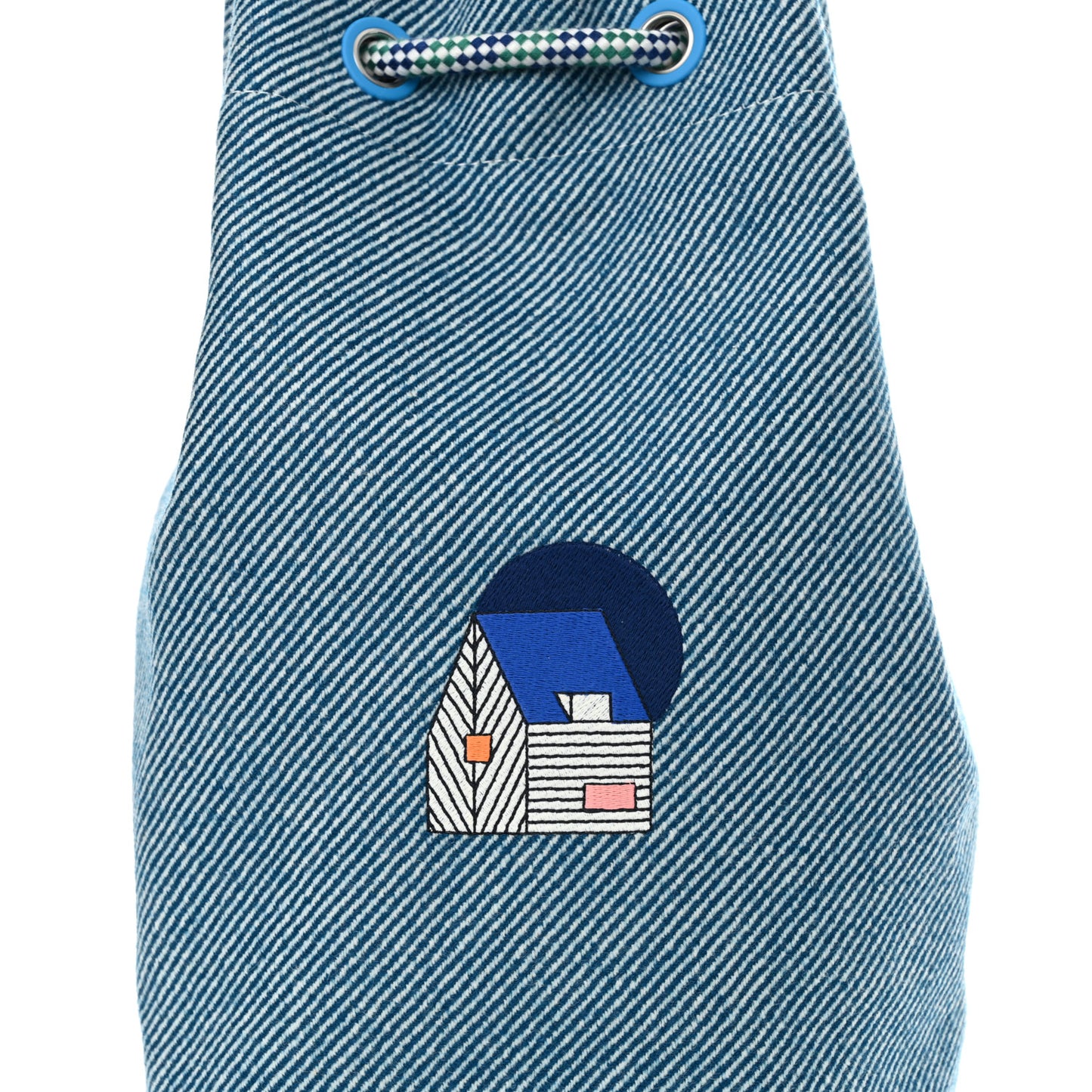 Toile H Canvas Les Cabanes Drawstring Duffle Bag Bleu Paon