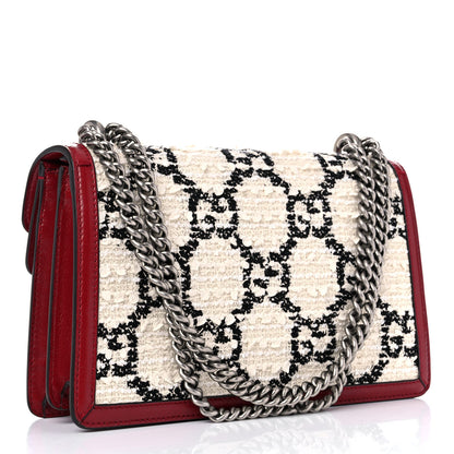Gucci Tweed GG Monogram Small Dionysus Shoulder Bag White Black Romantic Cherry 3 of 10