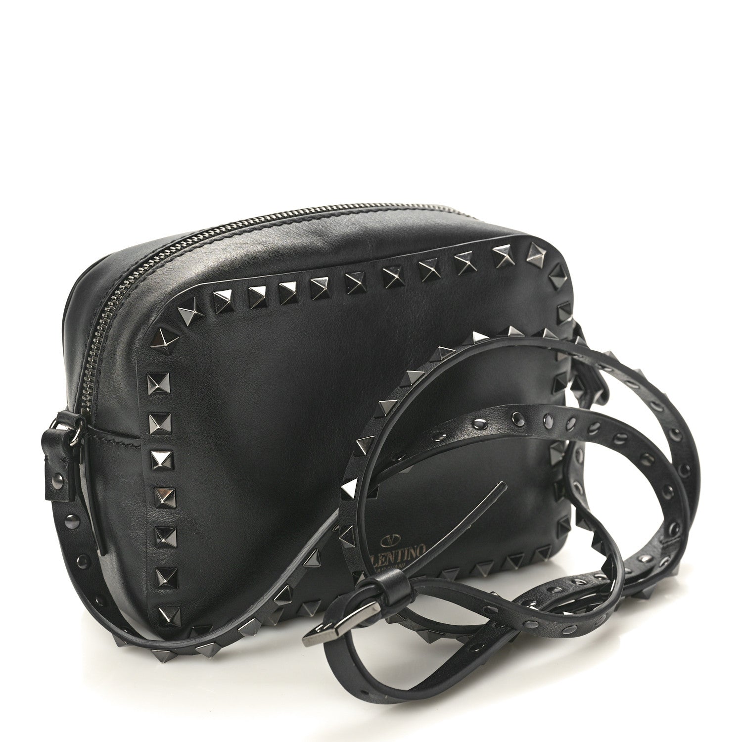 Valentino Garavani X UNDERCOVER Calfskin Rockstud Rose Print Camera Crossbody Bag Black 2 of 10