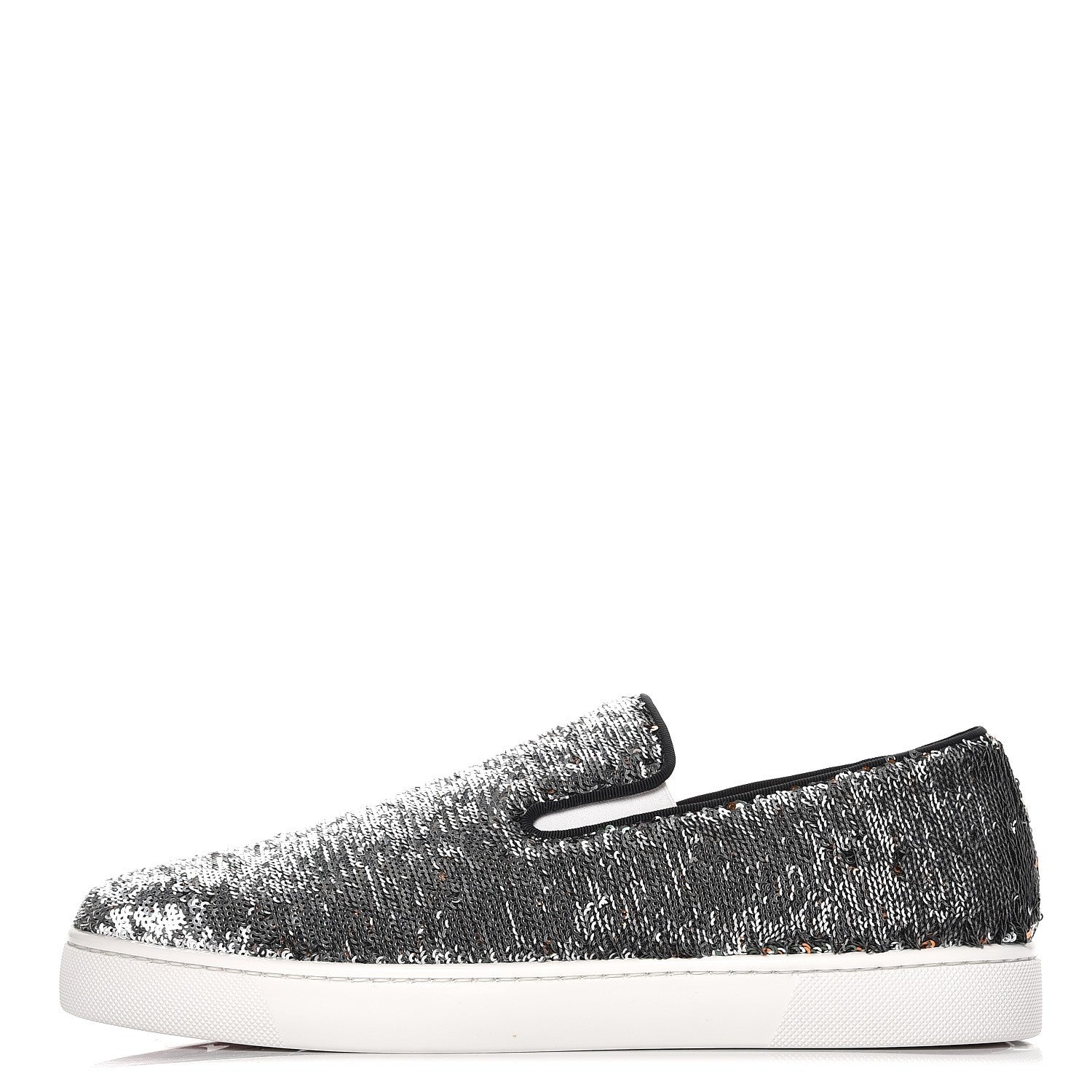 Christian Louboutin Mens Paillette Caresse Boat Man Flats 42 Silver Verde 1 of 9