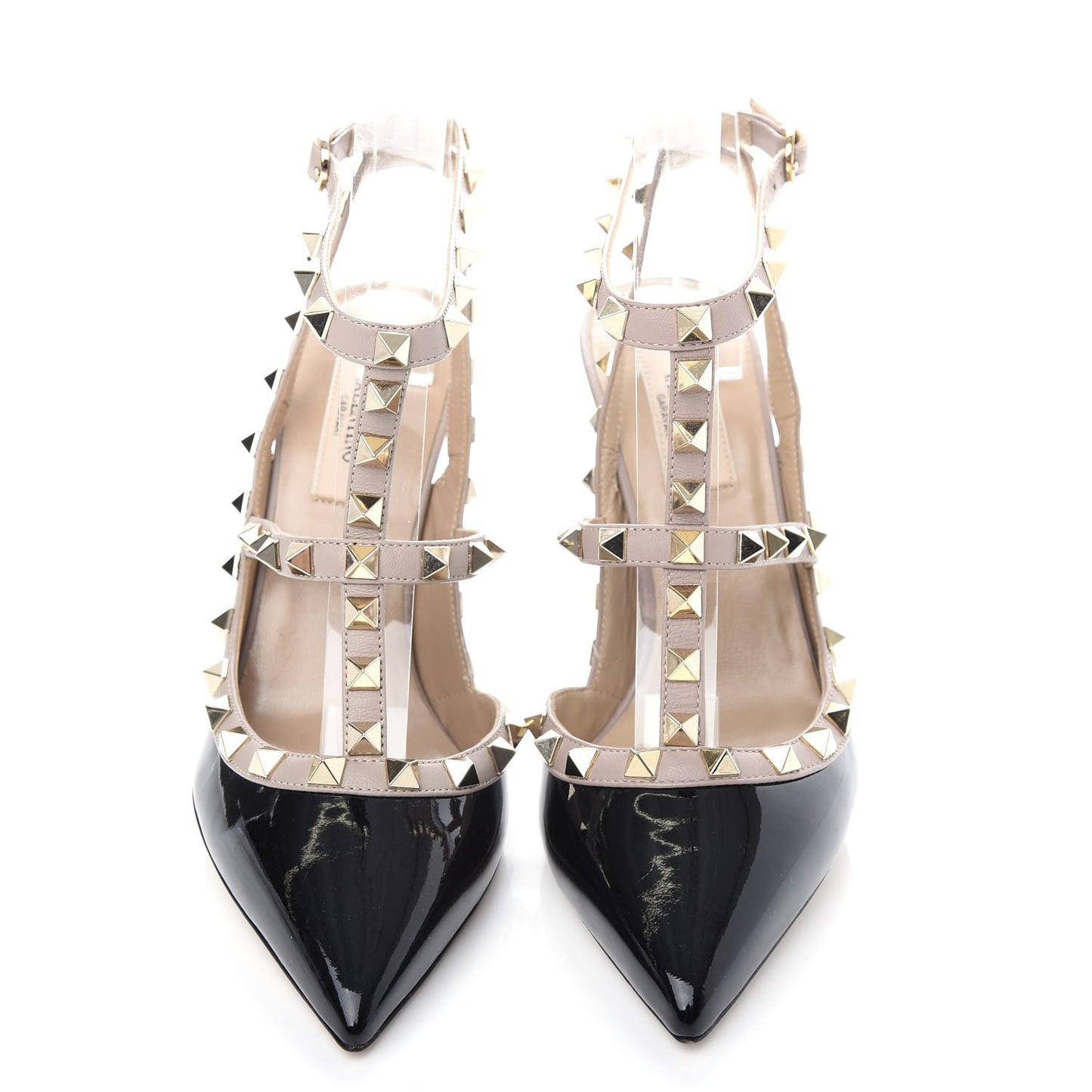 Patent Nappa Rockstud Ankle Strap 100mm Pumps 37.5 Black Poudre