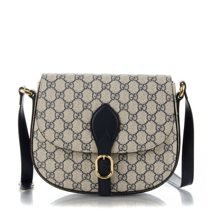 Gucci GG Supreme Monogram Small Messenger Shoulder Bag Beige Blue Navy 1 of 7