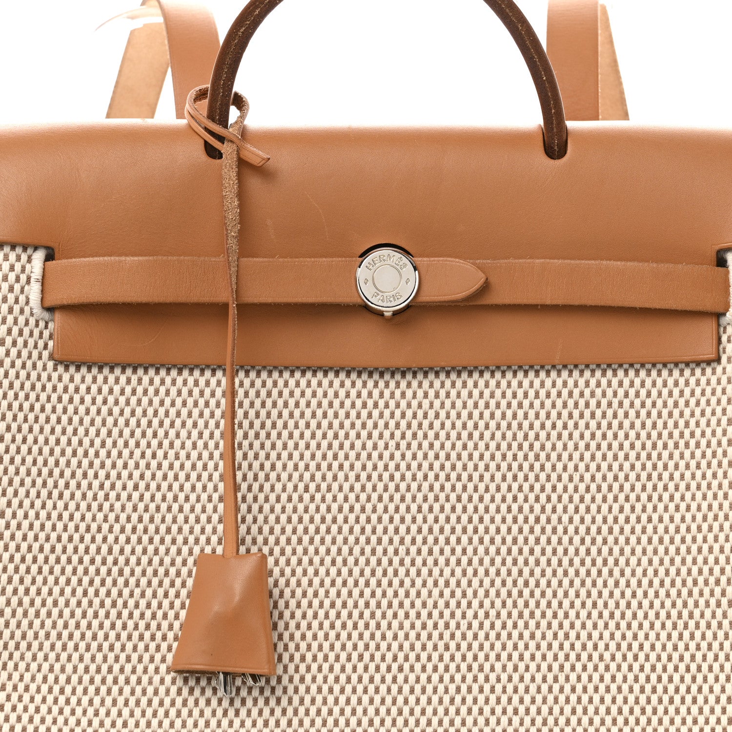 Hermes Toile Vache Calfskin Herbag 30 PM Backpack Natural 9 of 18