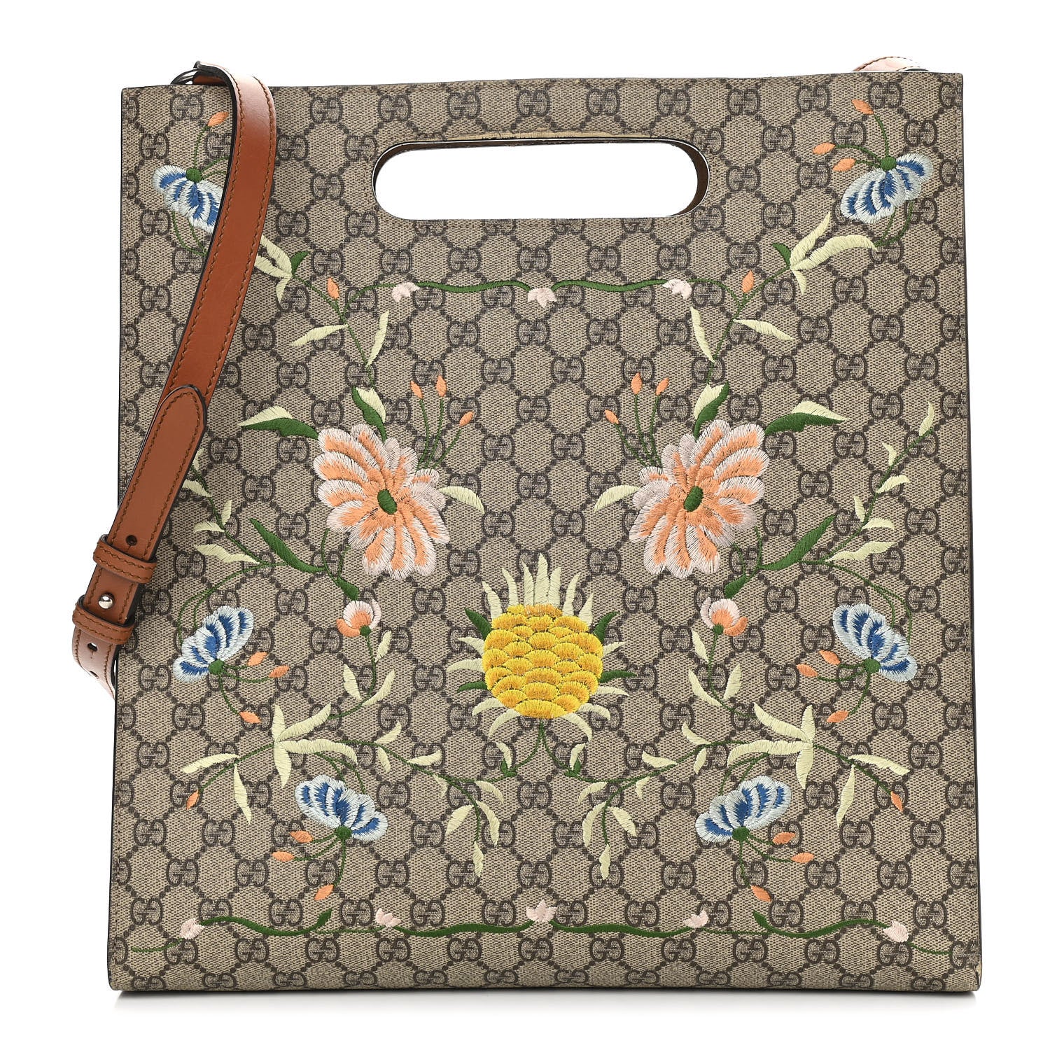 Gucci GG Supreme Monogram Blooms Embroidered Medium XL Tote 1 of 14