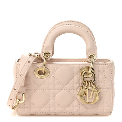 Christian Dior Lambskin Cannage Micro Lady D-Joy Rose Poudre 1 of 10