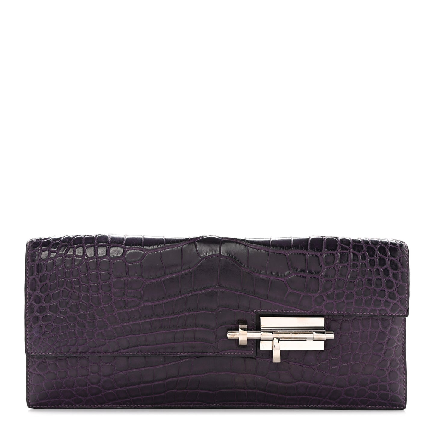 Shiny Alligator Verrou Elan Clutch Amethyst