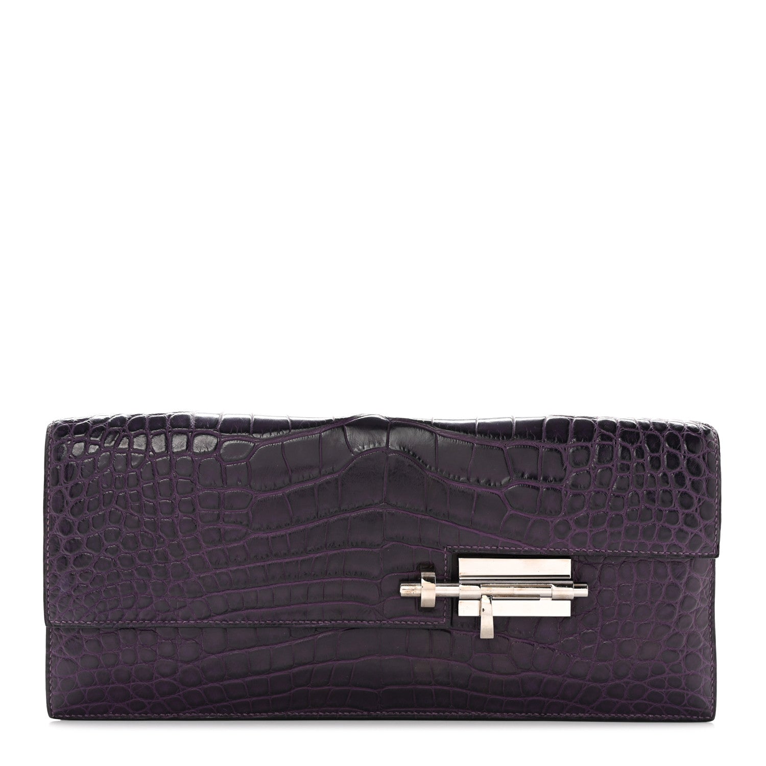 Hermes Shiny Alligator Verrou Elan Clutch Amethyst 1 of 11