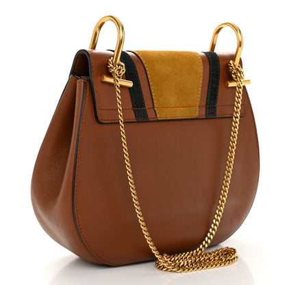 Chloe Suede Calfskin Patchwork Mini Drew Shoulder Bag Tobacco 3 of 9