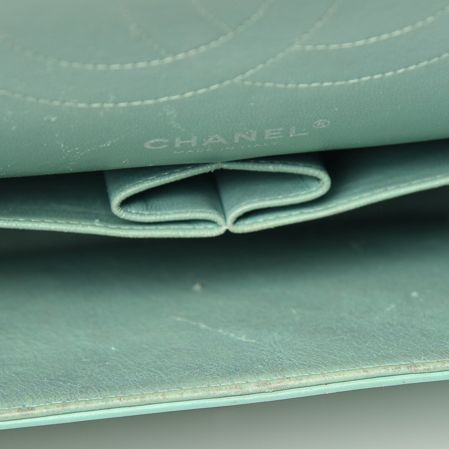 Patent Quilted Jumbo Double Flap Green