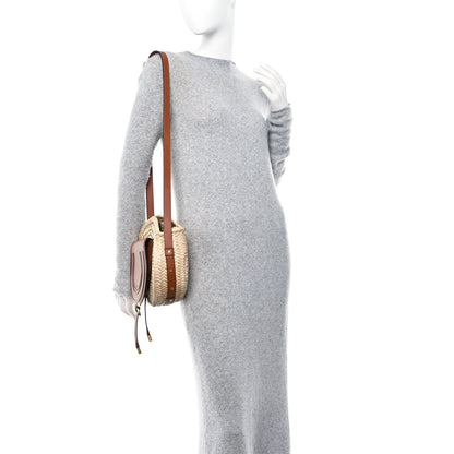 Chloe Raffia Small Grain Calfskin Small Marcie Basket Crossbody Tan 2 of 11