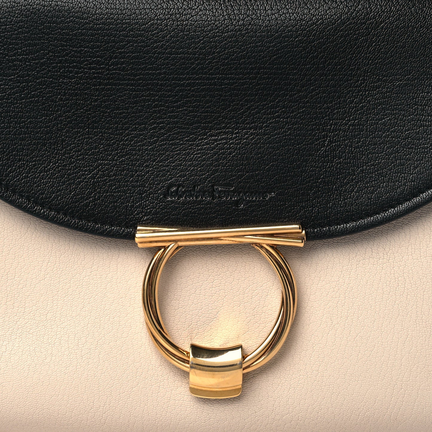 Calfskin Margot Top Handle Satchel Beige Black