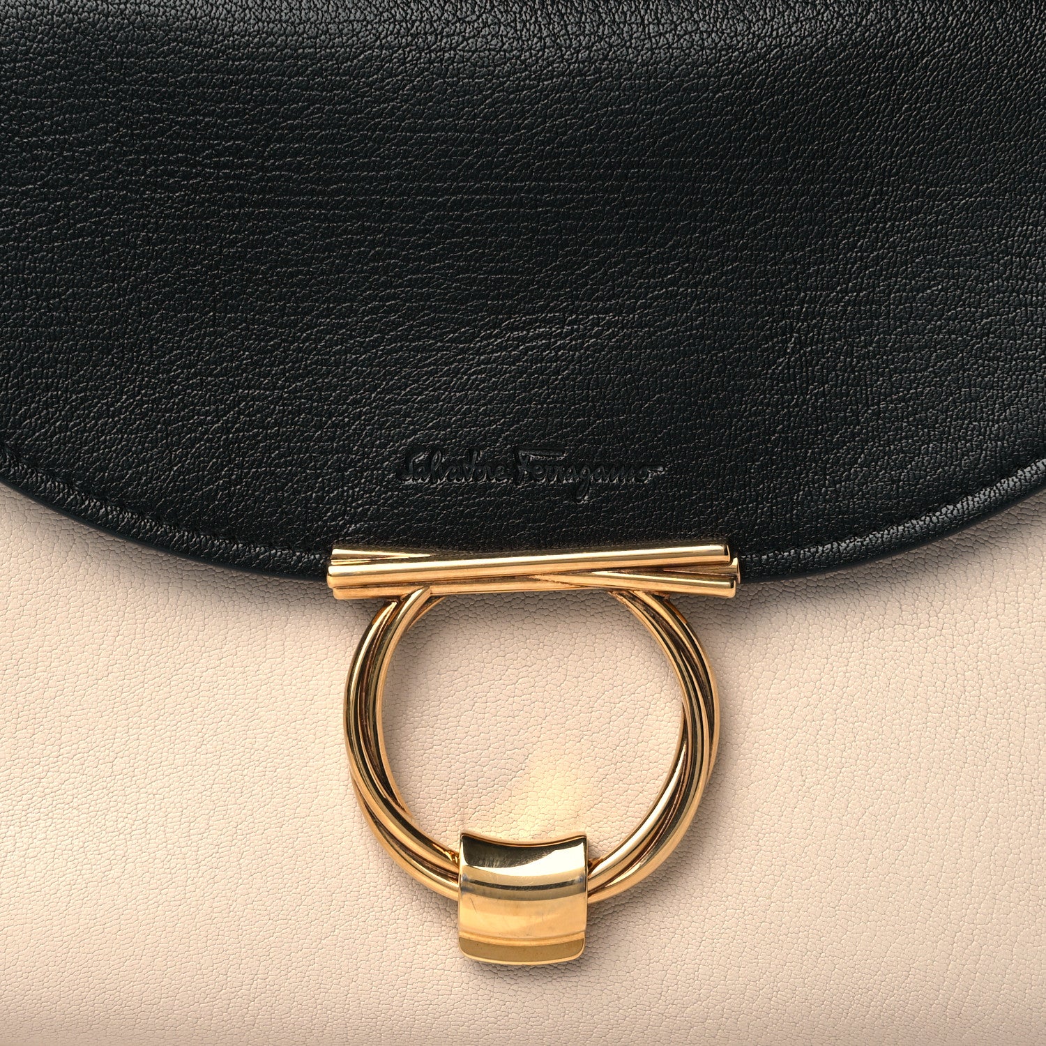 Salvatore Ferragamo Calfskin Margot Top Handle Satchel Beige Black 7 of 9