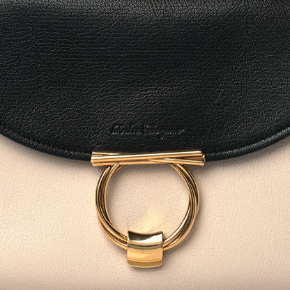 Salvatore Ferragamo Calfskin Margot Top Handle Satchel Beige Black 7 of 9