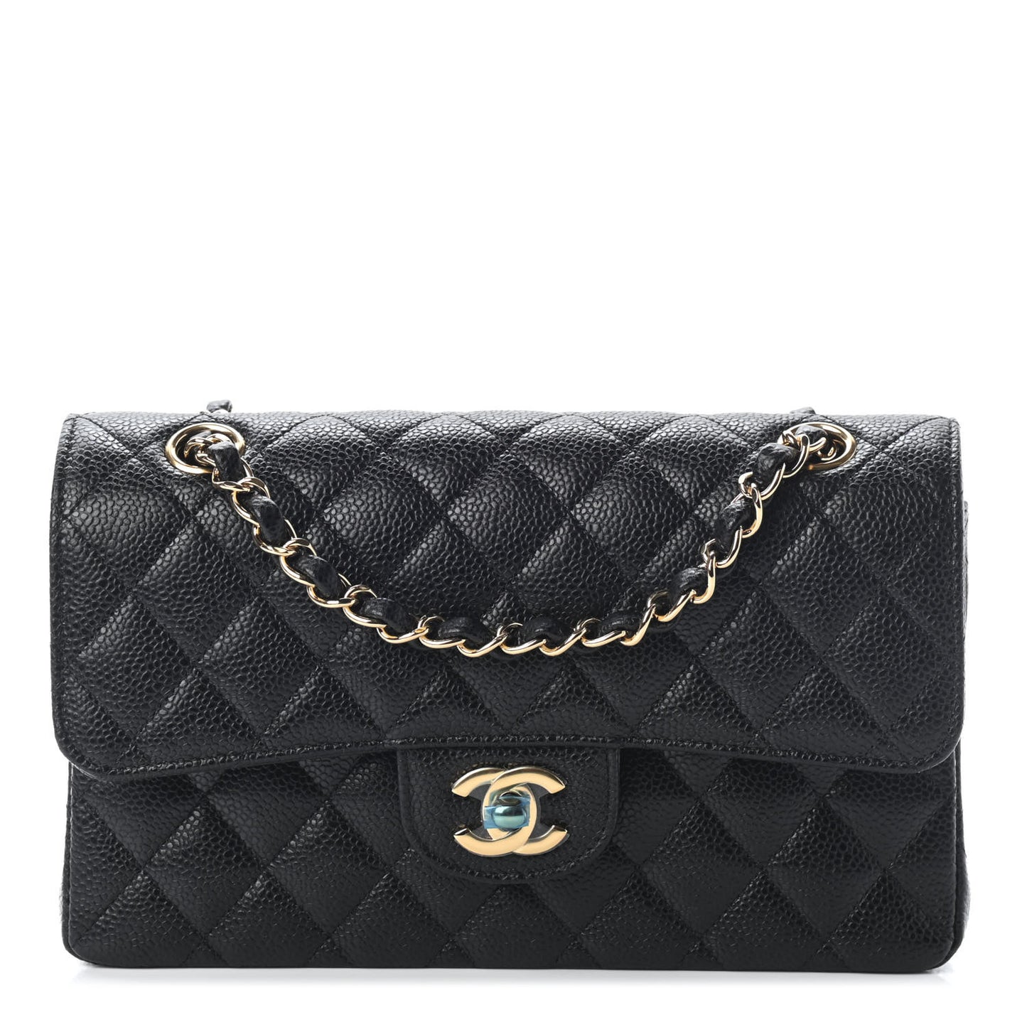 Caviar Quilted Small Double Flap Black