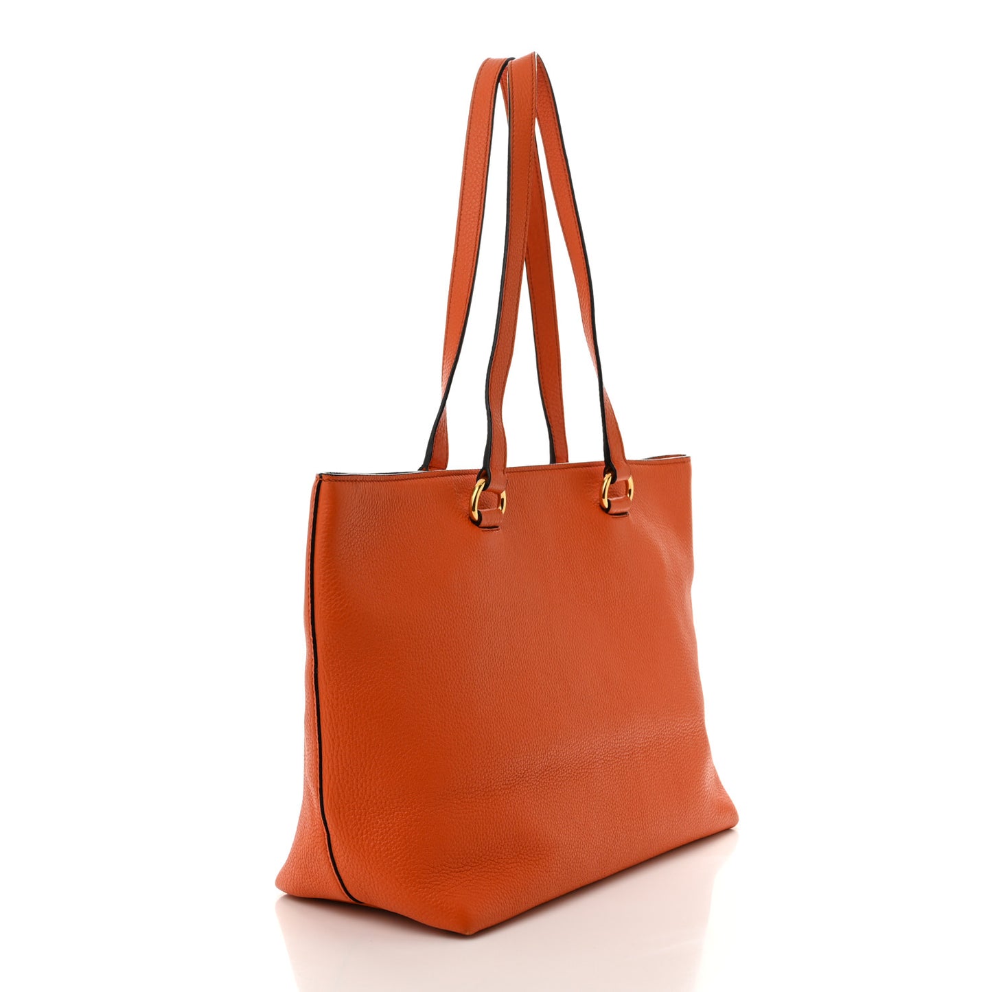 Vitello Phenix Embossed Logo Tote Papaya