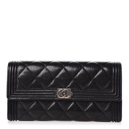 Chanel Caviar Quilted Large Boy Gusset Flap Wallet Black 1 of 16
