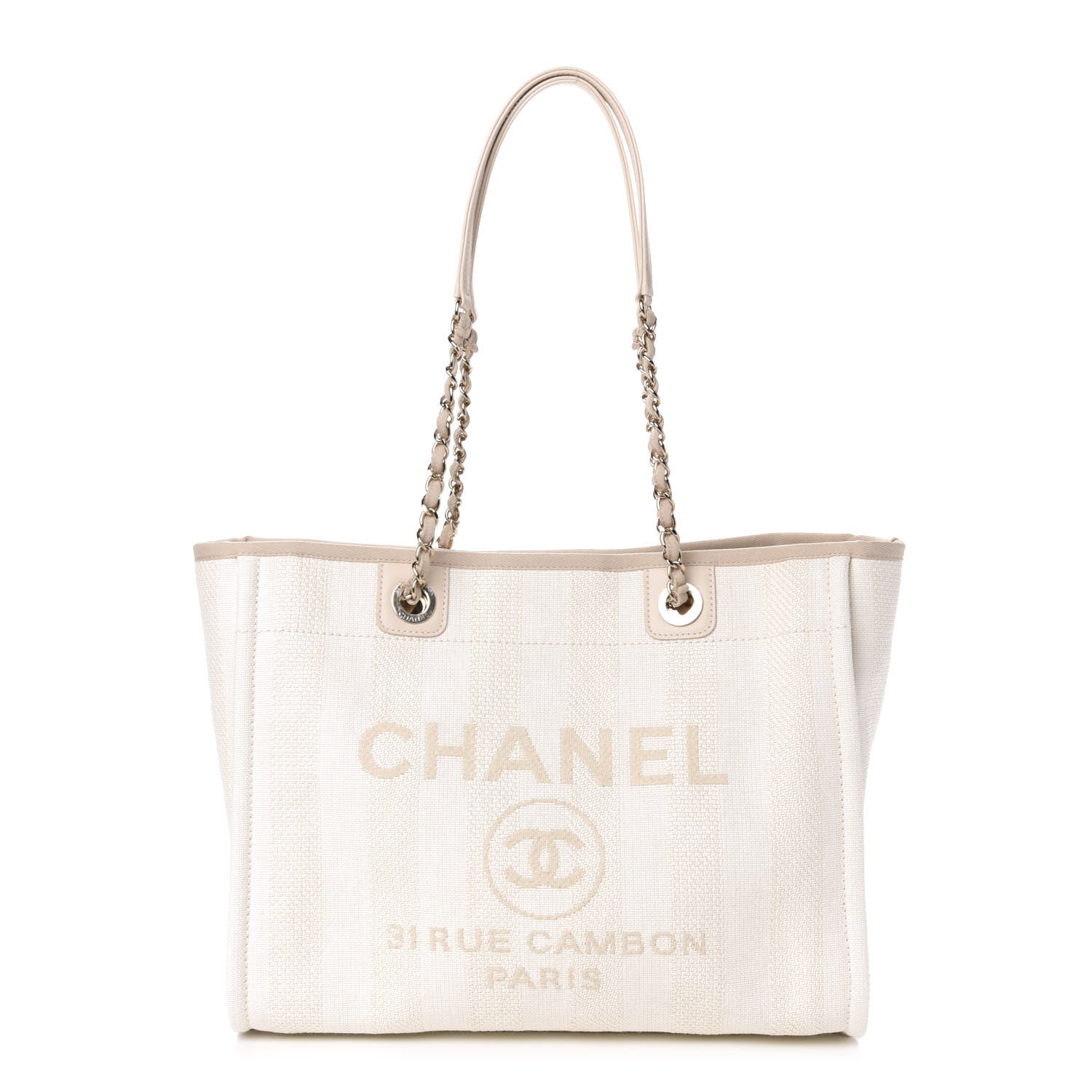 Chanel Straw Raffia Calfskin Striped Small Deauville Tote Beige 1 of 11
