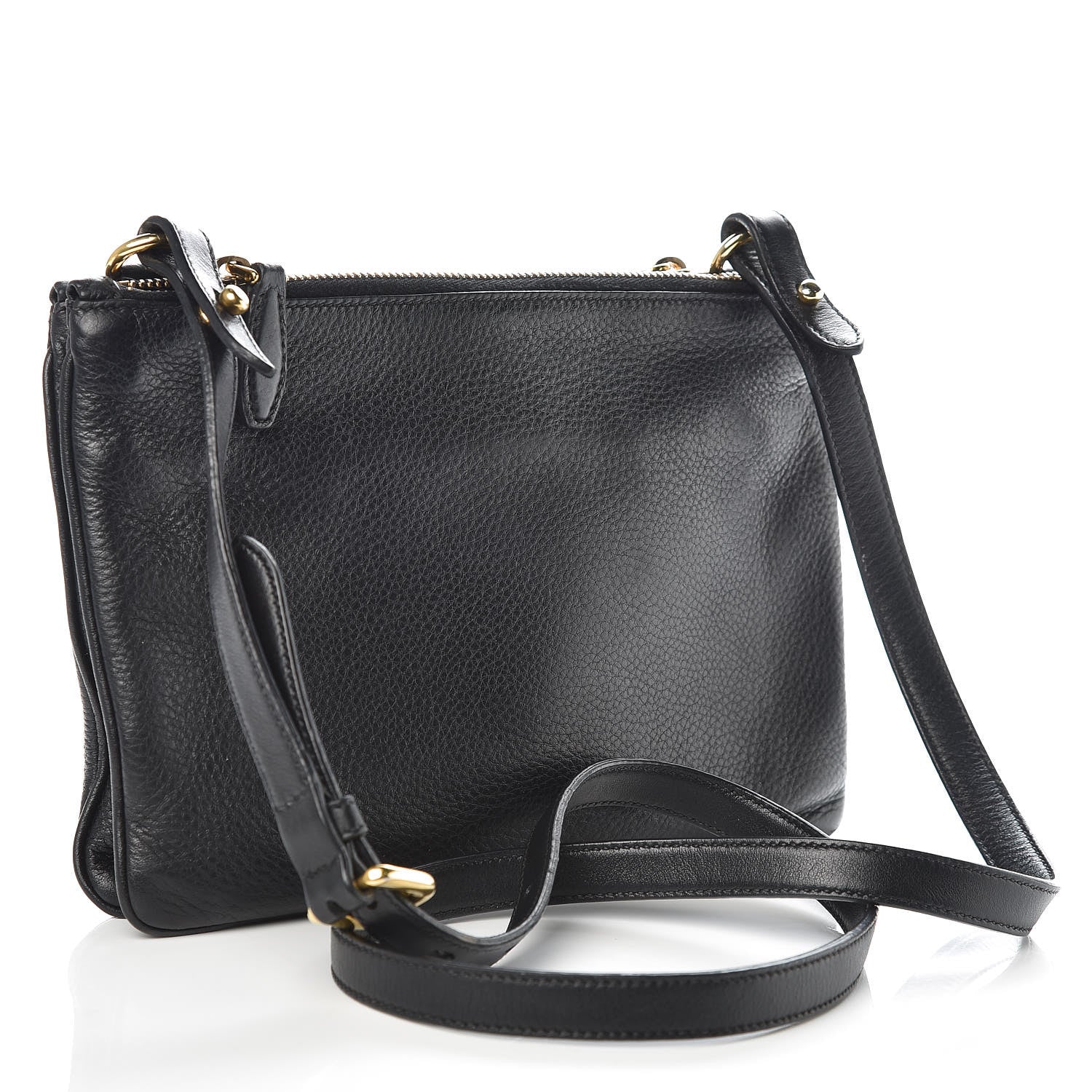 Prada Vitello Phenix Double Zip Crossbody Bag Black 3 of 9