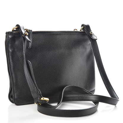Prada Vitello Phenix Double Zip Crossbody Bag Black 3 of 9