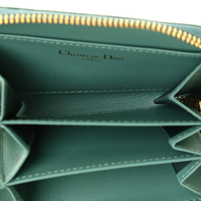 Christian Dior Grained Calfskin Supple Cannage Caro Compact Wallet Vert Tundra 6 of 11