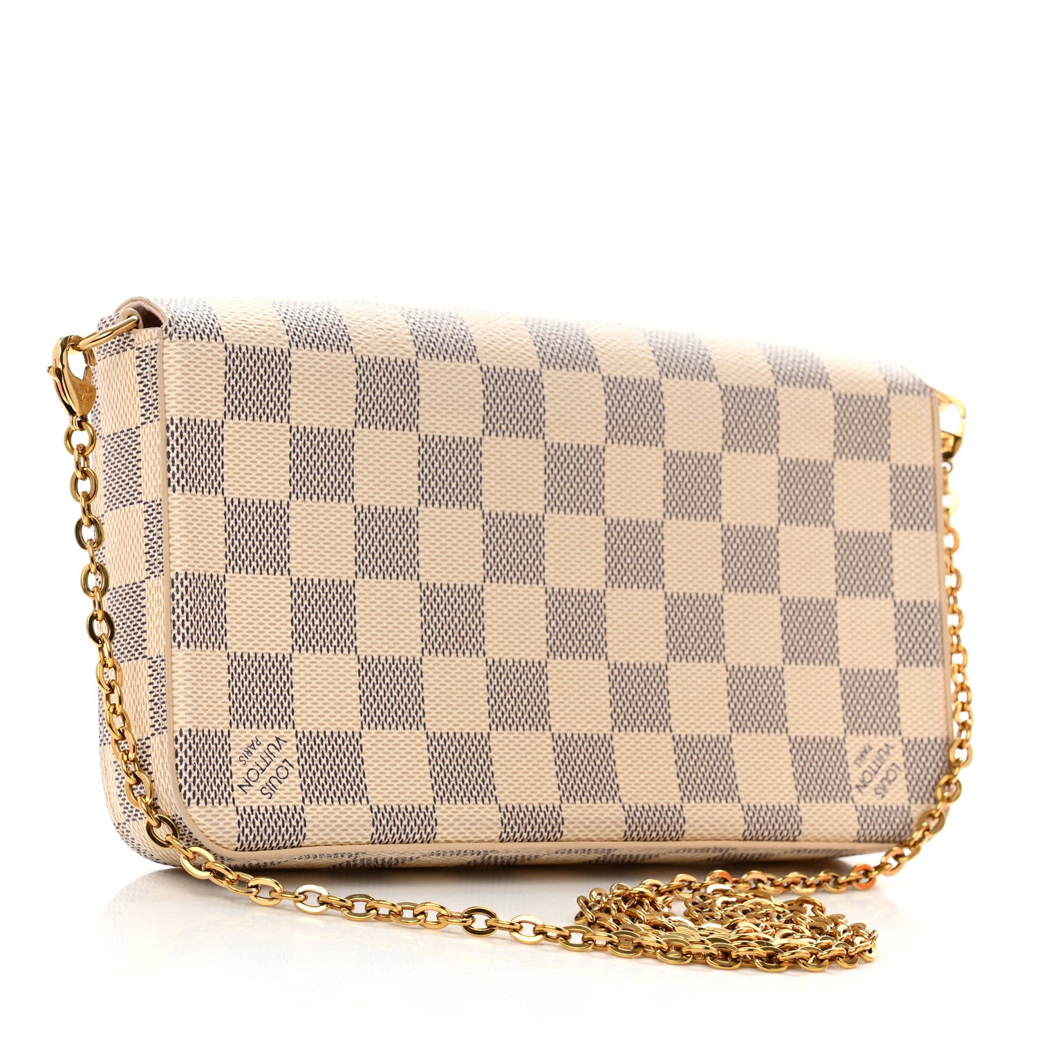 Louis Vuitton Damier Azur Pochette Felicie Chain Wallet Rose Ballerine 4 of 16