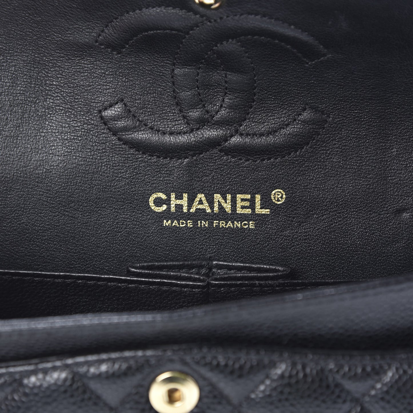 Caviar Quilted Small Double Flap Black