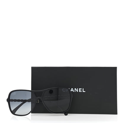 Chanel Metal Calfskin Polarized CC Chain Polarized Pilot Sunglasses 5439-Q Black 8 of 8
