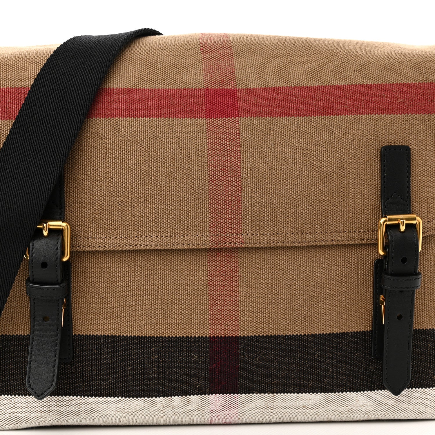 Burberry Canvas Mega Check Large Baildon Messenger Bag Black 8 of 10