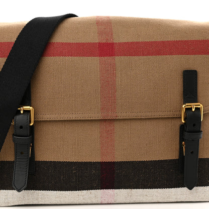 Burberry Canvas Mega Check Large Baildon Messenger Bag Black 8 of 10